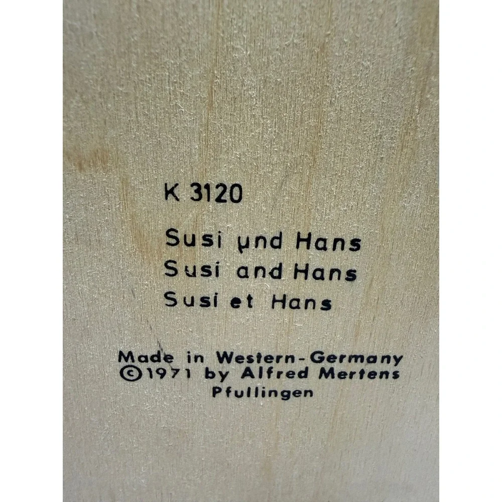 Vtg 70s Mertens Kunst Wooden Plaque Susi Hans Germany Cottagecore Grannycore